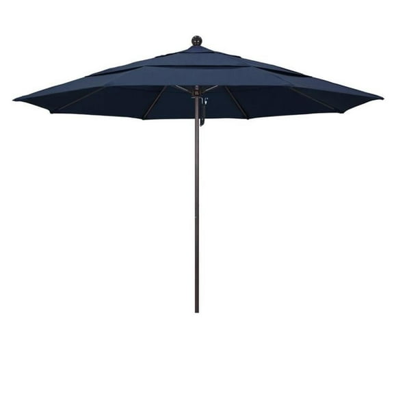 California Umbrella Venture 11' Bronze Market Umbrella in Indigo