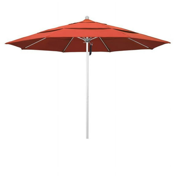 California Umbrella Venture 11' Silver Market Umbrella in Sunset