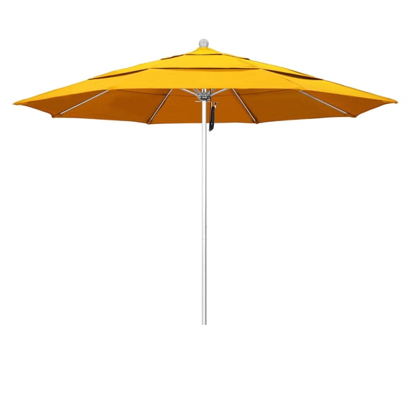 California Umbrella Venture 11' Silver Market Umbrella in Yellow