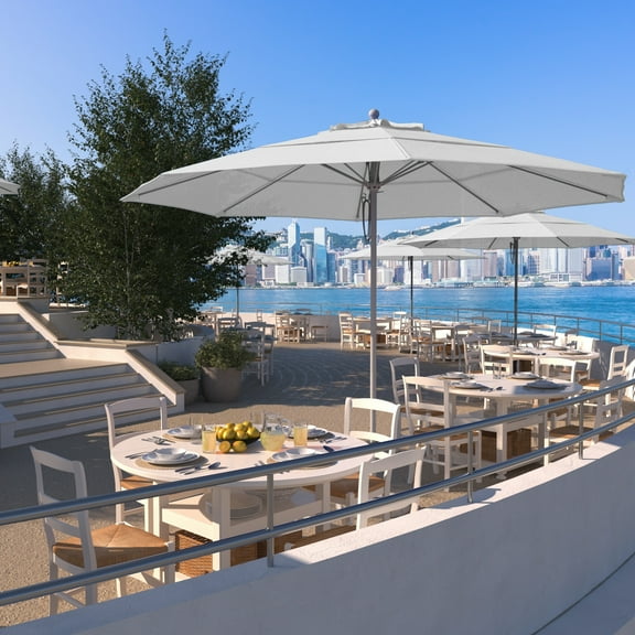 California Umbrella Venture 11' White Market Umbrella in Natural