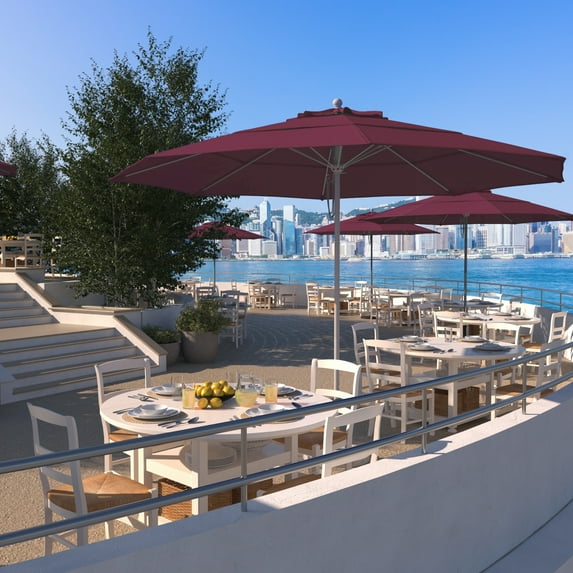 California Umbrella Venture 11' White Market Umbrella in Purple