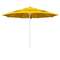 California Umbrella Venture 11' White Market Umbrella in Yellow