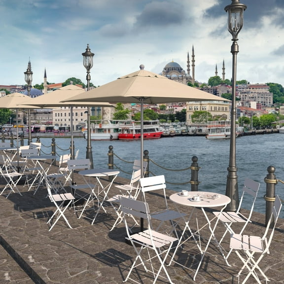 California Umbrella Venture 6' Silver Market Umbrella in Beige