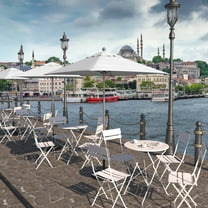 California Umbrella Venture 6' Silver Market Umbrella in Natural