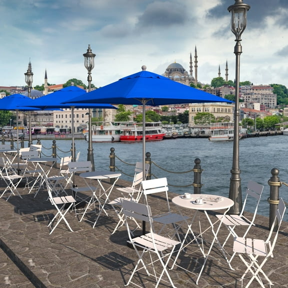 California Umbrella Venture 6' Silver Pole Market Umbrella in Blue