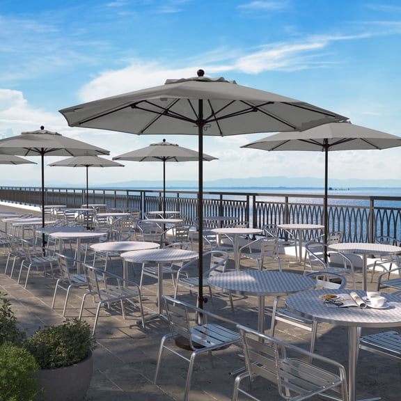 California Umbrella Venture 9' Bronze Market Umbrella in Granite