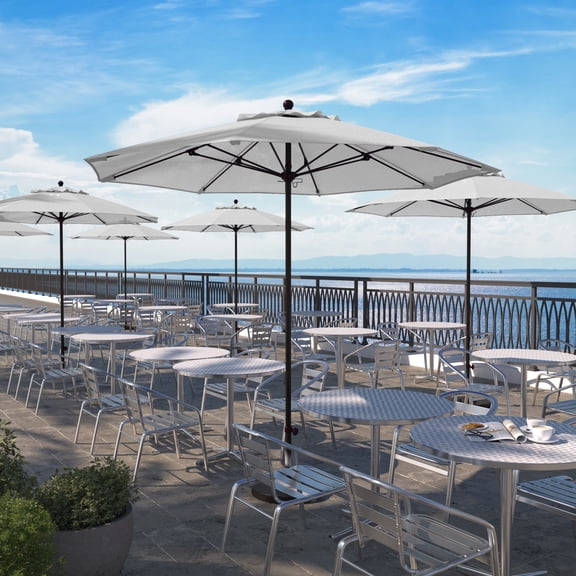 California Umbrella Venture 9' Bronze Market Umbrella in White