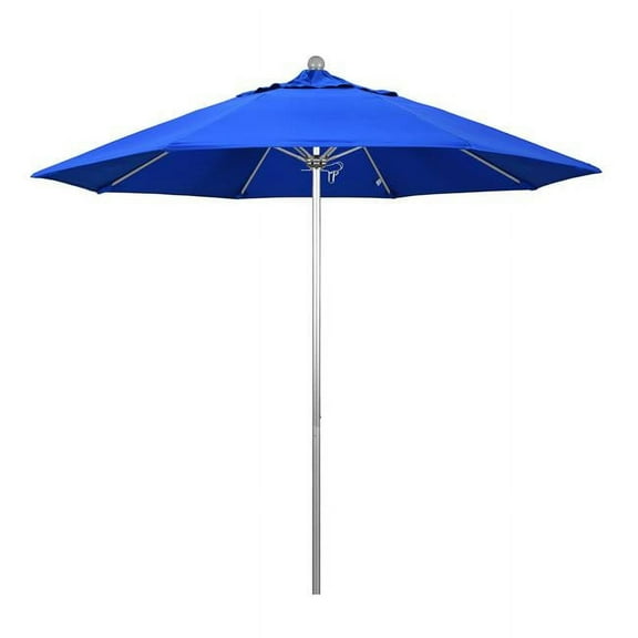 California Umbrella Venture 9' Silver Market Umbrella in Blue