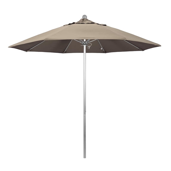 California Umbrella Venture 9' Silver Market Umbrella in Taupe