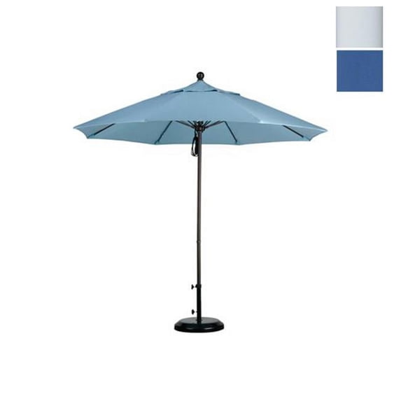 California Umbrella Venture 9' White Market Umbrella in Frost Blue