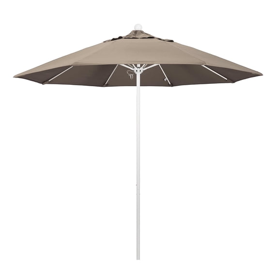 California Umbrella Venture 9' White Market Umbrella in Taupe