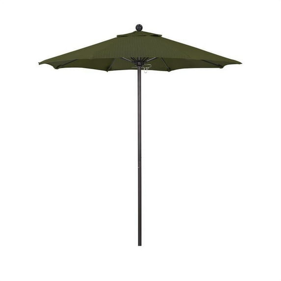 California Umbrella 7.5' Venture Series Patio Umbrella With Bronze Aluminum Pole Fiberglass Ribs Push Lift With Olefin Terrace Fern Fabric