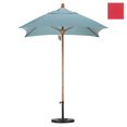 thumbnail image 1 of California Umbrella WOFA604-5403 6 ft. x 6 ft. Fiberglass Market Umbrella Pulley Open Marenti Wood-Sunbrella-Jockey Red, 1 of 7