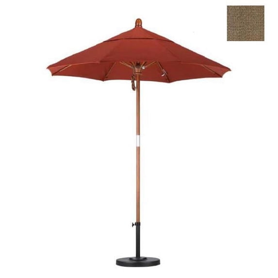 California Umbrella WOFA758-F76 7.5 ft. Fiberglass Market Umbrella Pulley Open Marenti Wood-Olefin-Woven Sesame
