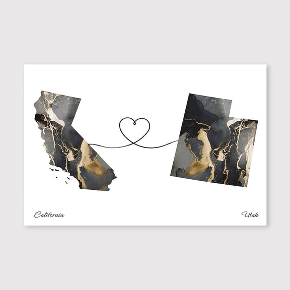California Utah Map Poster Canvas Print – Modern Black and White Country Wall Art – 8x12 inch