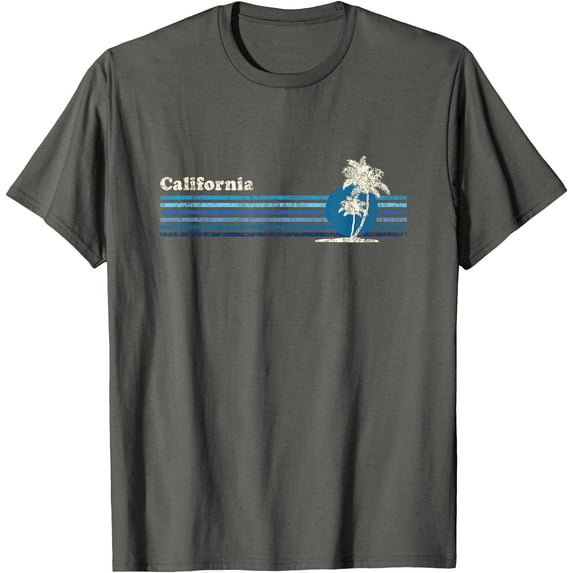 California Vintage 80s Palm Trees Sunset Unisex T-Shirt for Men Women Kids Toddler,Charcoal Color,Size 2T