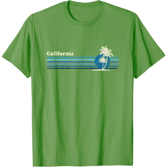 California Vintage 80s Palm Trees Sunset Unisex T-Shirt for Men Women Kids Toddler,Lime Color,Size 3T