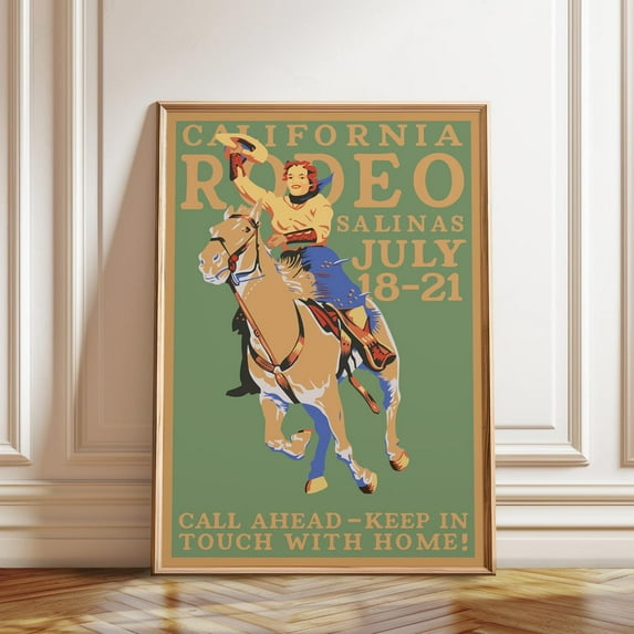 California Vintage Rodeo Poster, Unframed Paper Poster 16x20in