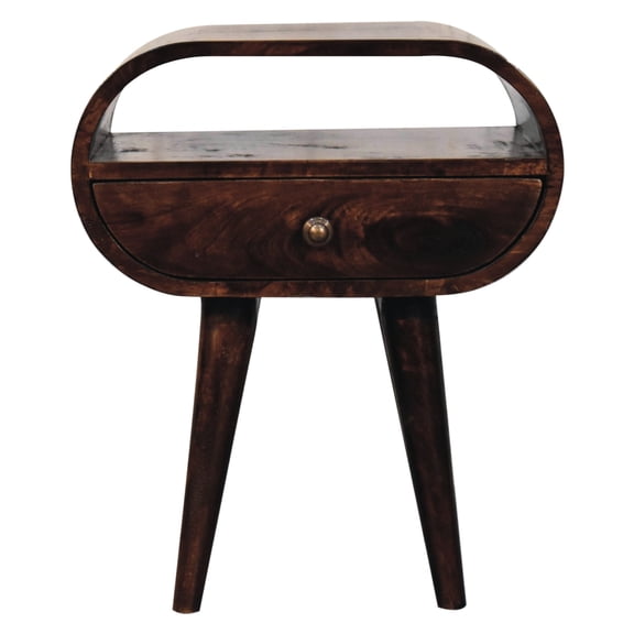 California Walnut Round Bedside - Useful for Pre - bedtime Tidying