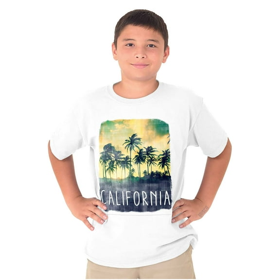 California Watercolor Palm Trees Crewneck T Shirts Boy Girl Teen Brisco Brands L
