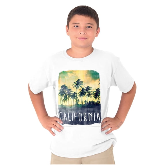 California Watercolor Palm Trees Crewneck T Shirts Boy Girl Teen Brisco Brands S