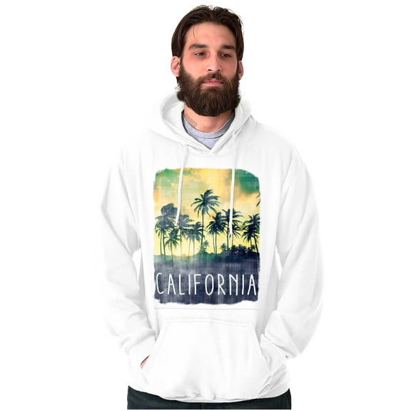 California Watercolor Palm Trees Unisex Plus Fleece Graphic Hoodie Brisco Brands 3X