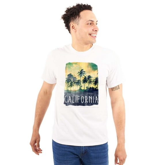 California Watercolor Palm Trees Men's Graphic T Shirt Tees Brisco Brands S
