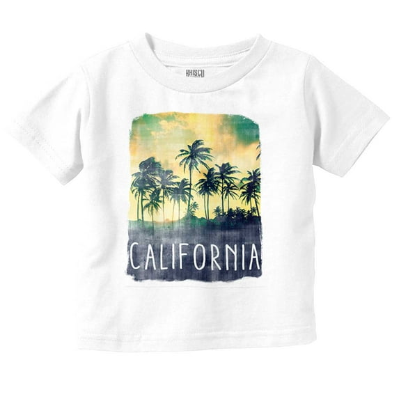 California Watercolor Palm Trees Toddler Boy Girl T Shirt Infant Toddler Brisco Brands 6M