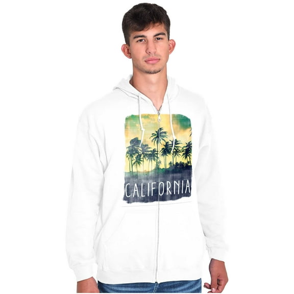 California Watercolor Palm Trees Zip Up Hoodie Men's Women's Brisco Brands X