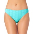 thumbnail image 1 of California Waves BLUE Juniors' Textured Hipster Bikini Swim Bottom, US Large, 1 of 3