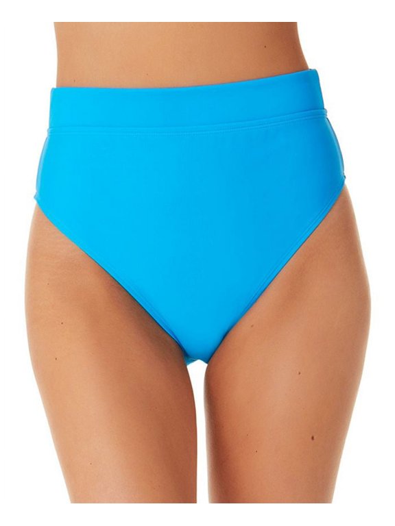 Juniors Banded High-Waist Bikini Bottoms Swim Blue M New
