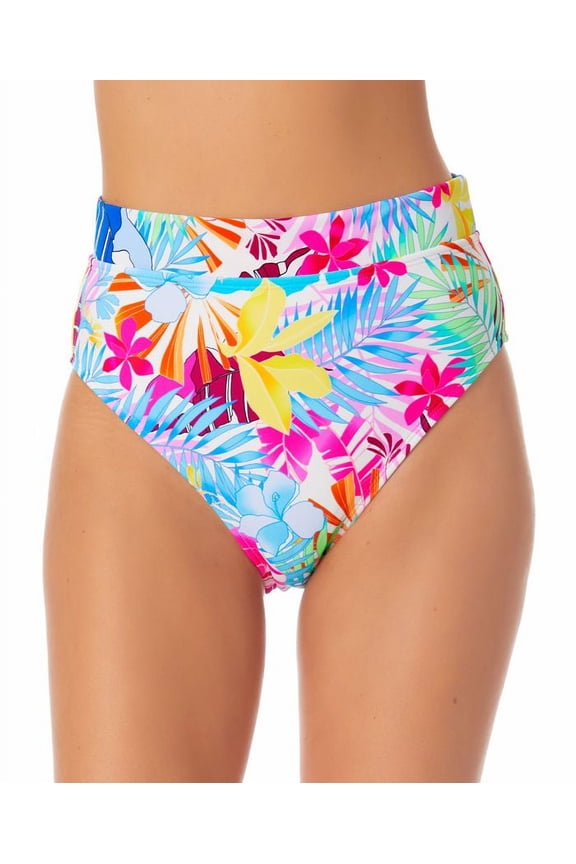 Junior's Printed High Waist Bikini Bottoms Swimsuit Multi Size Small