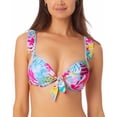 thumbnail image 1 of California Waves Junior's Printed Ruffle Trim Underwire Bikini Top Swimsuit White Size Medium, 1 of 3