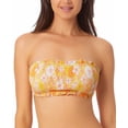 thumbnail image 1 of California Waves Junior's Printed Smocked Bandeau Bikini Top Swimsuit Yellow Size Medium, 1 of 3