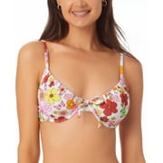 CALIFORNIA WAVES Junior's Printed Underwire Bralette Bikini Top Swimsuit White Size X-Large