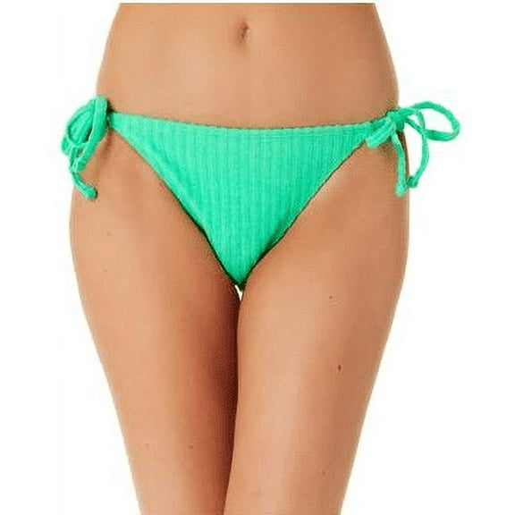 California Waves Junior's Ribbed Terry Side Tie Bikini Bottoms Swimsuit Green Size Medium
