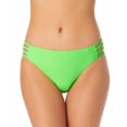 thumbnail image 1 of California Waves Junior's Strappy Side Hipster Bikini Bottoms Swimsuit Green Size Small, 1 of 3