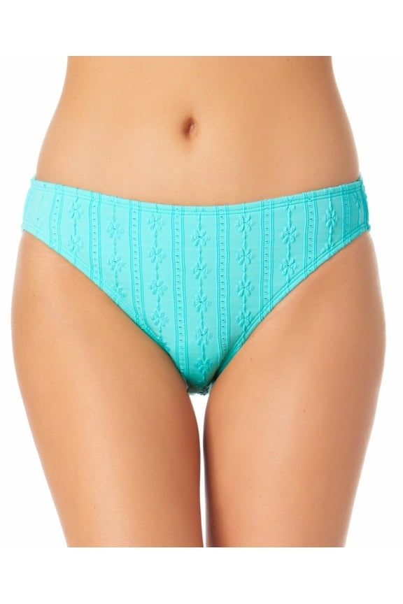 Junior's Textured Hipster Bikini Bottoms Swimsuit Blue Size Small