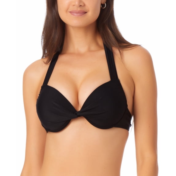 California Waves Junior's Underwire Push Up Bikini Top Swimsuit Black Size X-Small