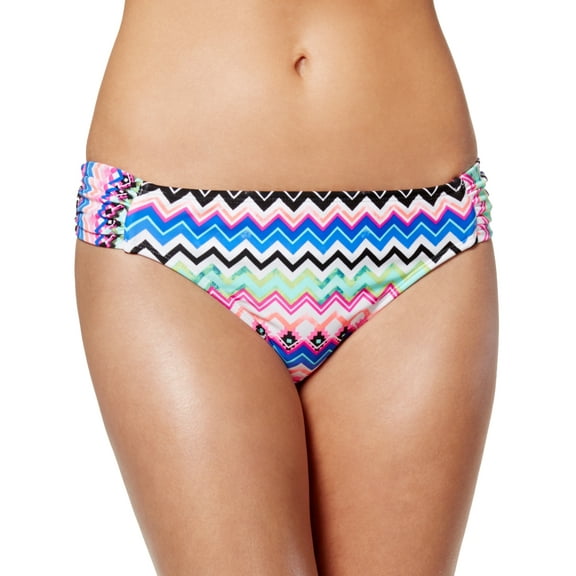 California Waves Juniors Chevron-Print Hipster Bikini Bottom, White, Medium