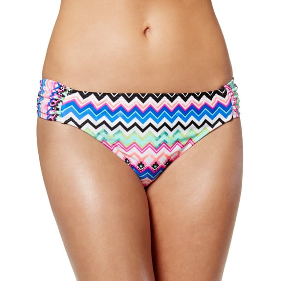 California Waves Juniors Chevron-Print Hipster Bikini Bottom, White, Medium