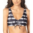 thumbnail image 1 of California Waves Juniors’ Cinch-Front Bralette High Tide Bikini Top, D/DD, Black, 1 of 2