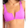 thumbnail image 1 of California Waves VIOLET Juniors Ribbed V-Wire Bralette Bikini Swim Top, US Small, 1 of 2