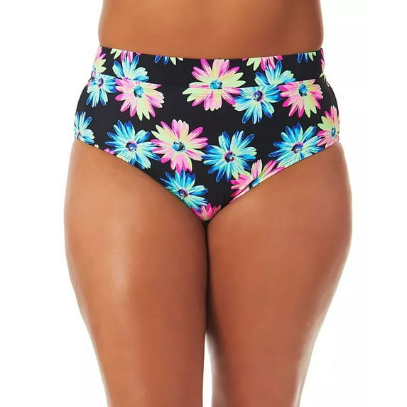 California Waves MULTI Gerber Daisy Banded High-Waist Bikini Bottom, US 2(20/22)