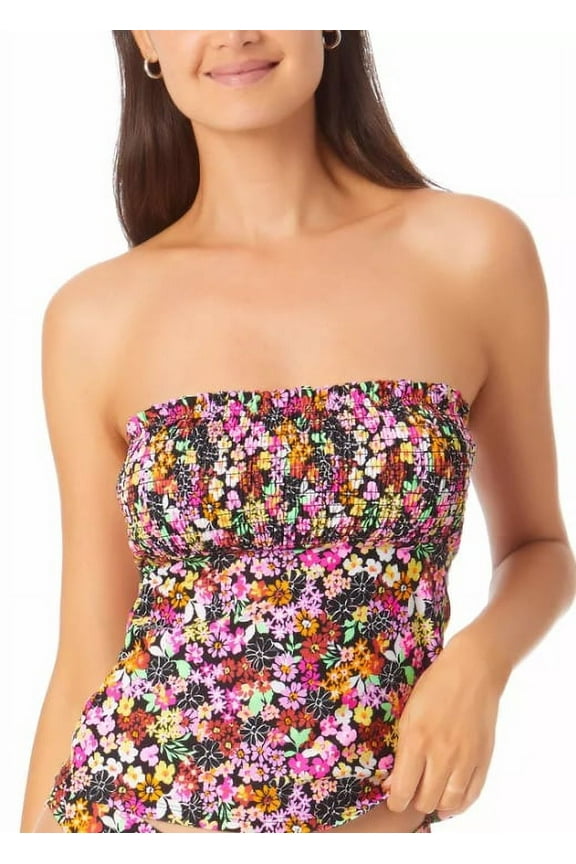 MULTI Juniors' Smocked Bandeau Tankini Swim Top, US X-Small