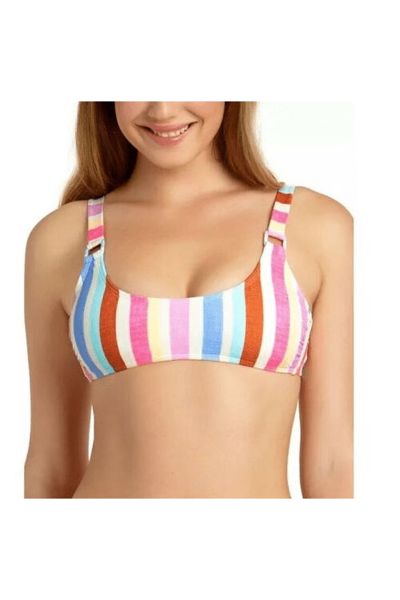 MULTI Juniors' Striped Ring Bralette Bikini Swim Top, US Large