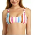 thumbnail image 1 of California Waves MULTI Juniors' Striped Ring Bralette Swim Top, US X-Large, 1 of 3