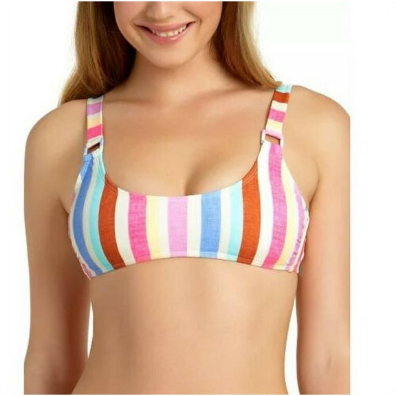 California Waves MULTI Juniors' Striped Ring Bralette Swim Top, US X-Large