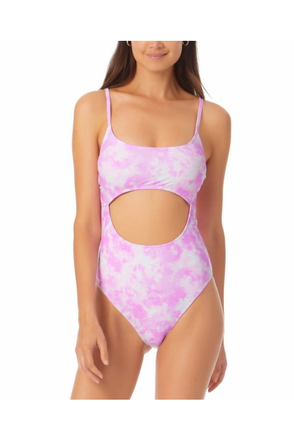 PINK TIE DYE Printed Cutout One-Piece Swimsuit, US X-Small