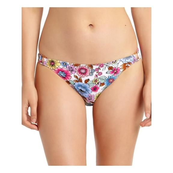 California Waves RASPBERRY Floral Hardware-Side Bikini Swim Bottom, US Large